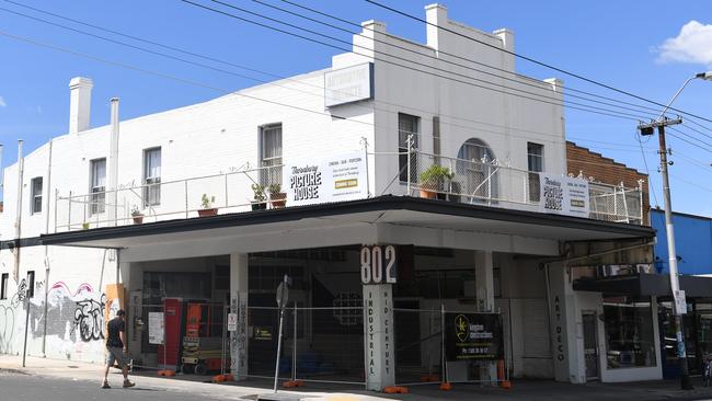 The exterior of the old motor garage being transformed into the Thornbury Picture House. Picture: James Ross.