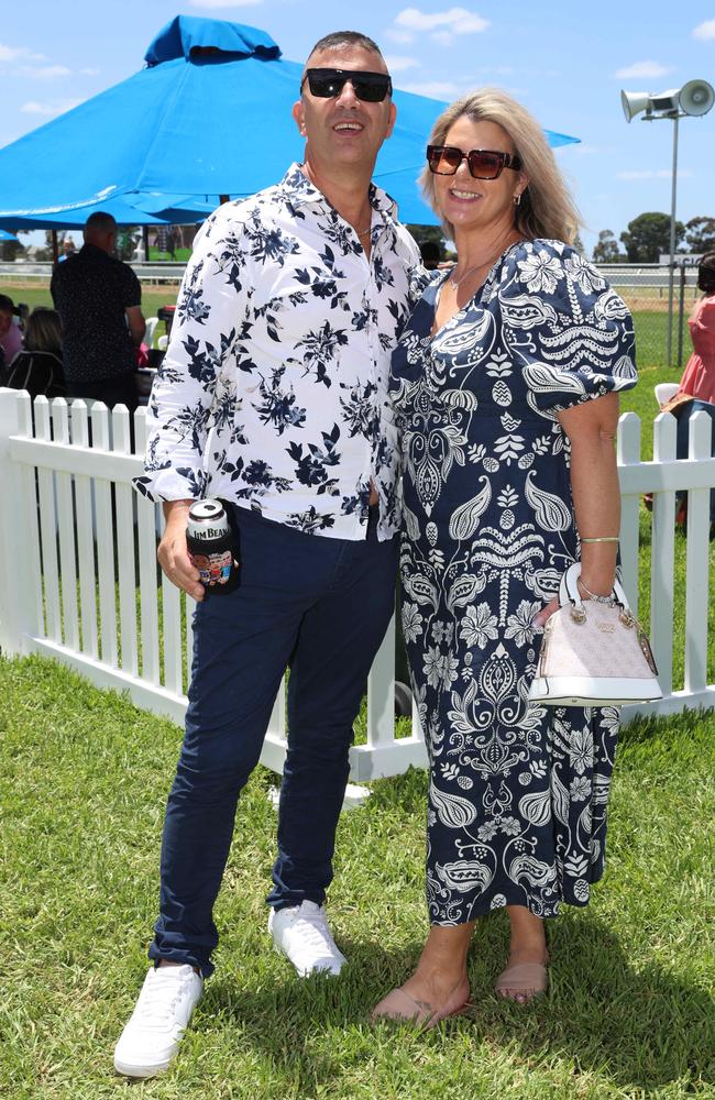 MELBOURNE, AUSTRALIA – DECEMBER 8 2024 Diana and Carmelo attend the Werribee Cup in Werribee on December 8th, 2024. Picture: Brendan Beckett