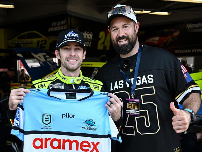 Aaron Woods with NASCAR driver Ryan Blaney. Picture: Grant Trouville