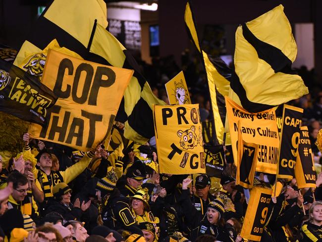 The Tiger roar that echoed around the MCG on Friday night was a reminder of just how great footy finals can be. Picture: AAP