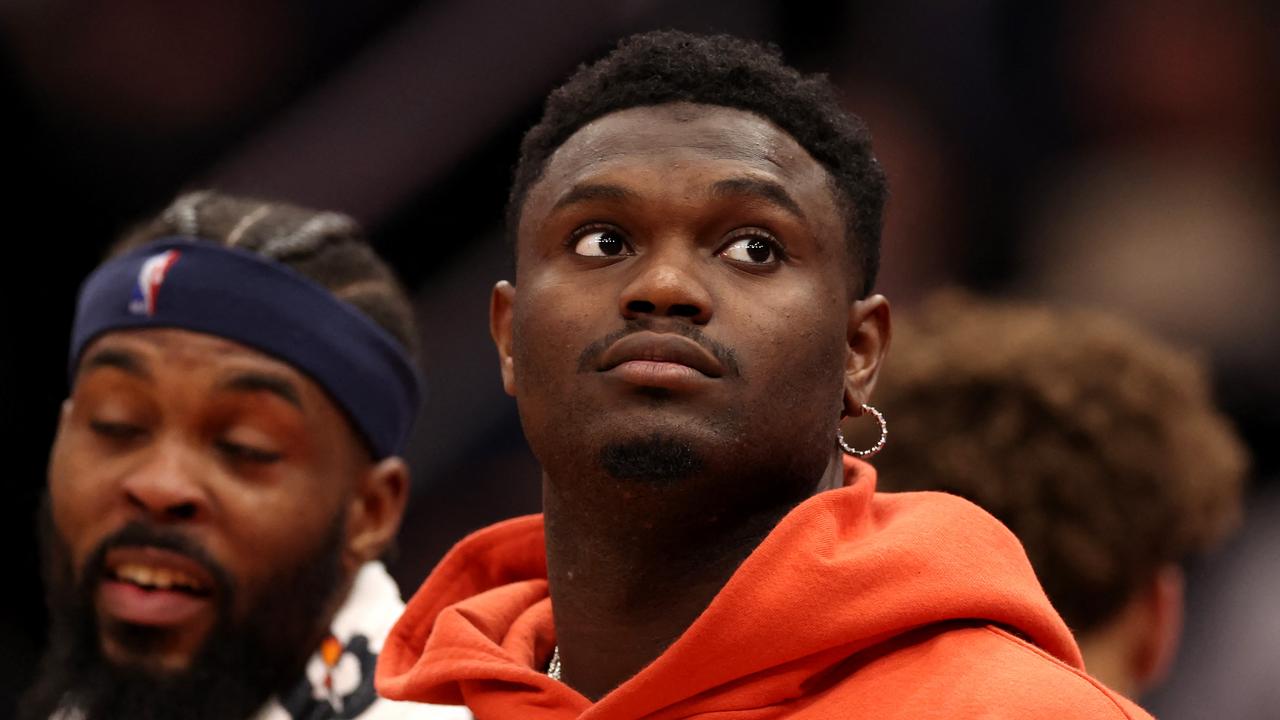 Zion Williamson did not take part in the Pelicans’ loss to the Thunder in the play-in tournament. (Photo by Rob Carr / GETTY IMAGES NORTH AMERICA / Getty Images via AFP)