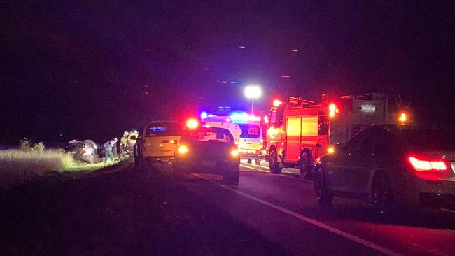 ON SCENE: Paramedics and police are at the scene of a serious head-on collision along the Warrego Highway between Dalby and Toowoomba.