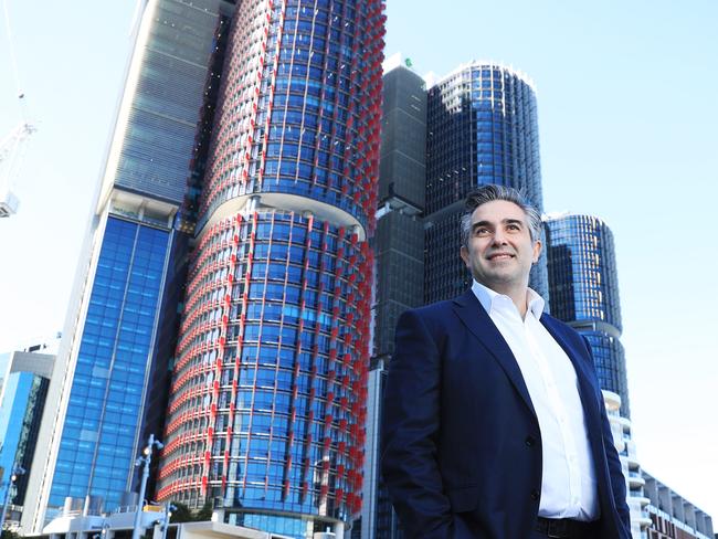 8/9/21: Lendlease CEO & MD Tony Lombardo at Barangaroo in Sydney which was built by Lendlease. John Feder/The Australian.