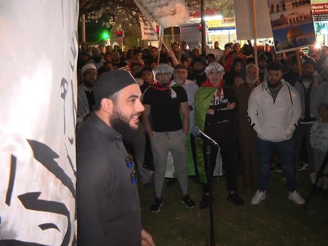 Sheik Ibrahim Dadoun at a rally showing support of Palestine, in Lakemba Picture: TNV