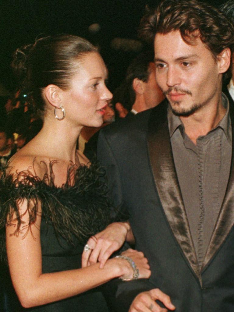 Johnny Depp arrives with model Kate Moss in 1998. Picture: Supplioed