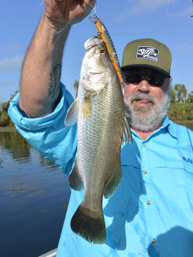 Terry Atkinson’s first-ever barra came from Four Mile Hole and was followed by another half century or more barra.