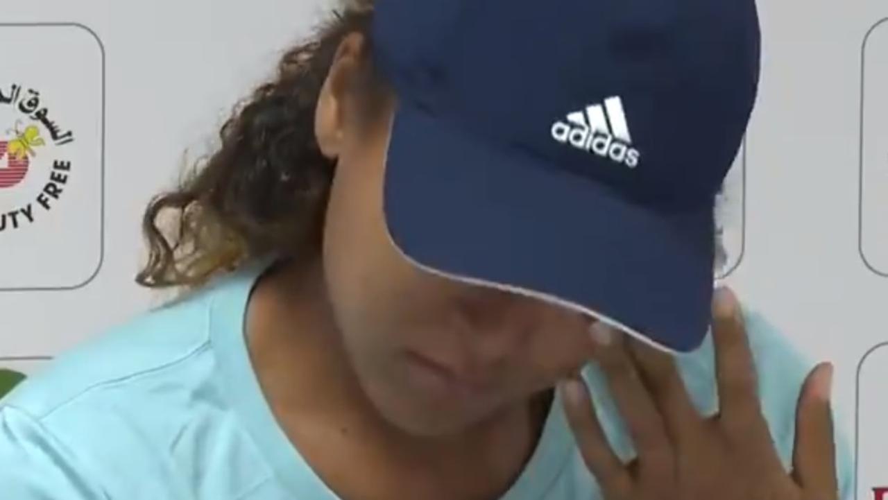 Naomi Osaka had to hide her face during the press conference
