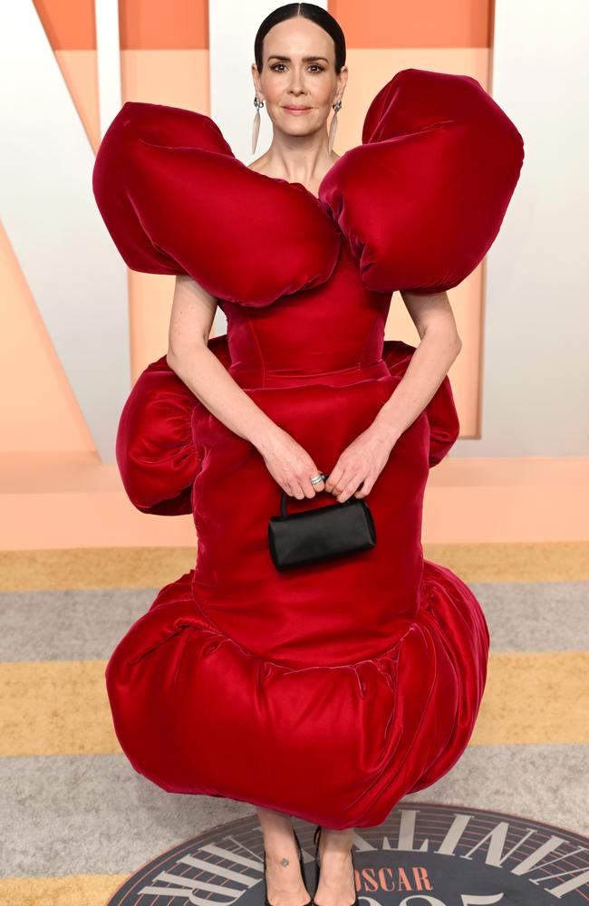 It was hard to miss American Horror Story star Sarah Paulson in this red dress. Picture: Karwai Tang/WireImage