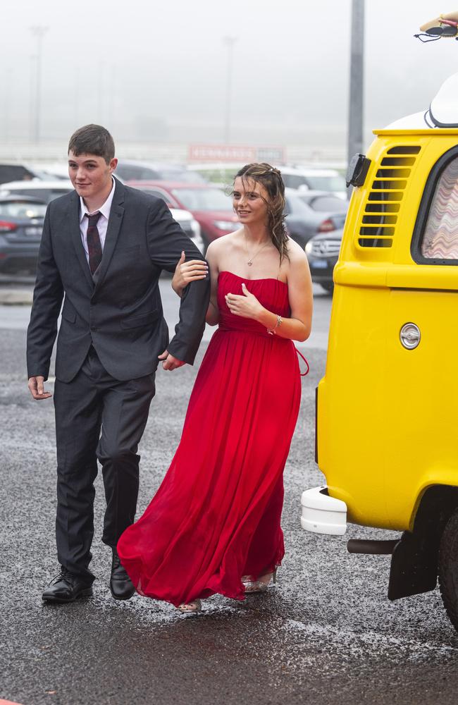 Graduate Brooke Johnson with partner Joe Dixon at Clifford Park Special School formal at Clifford Park Racecourse, Wednesday, November 20, 2024. Picture: Kevin Farmer