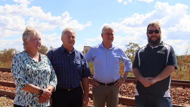 From left, Senator Sam McMahon, Member for Barkly Steven Edgington, Acting Prime Minister Michael McCormack, Barkly Regional Council Mayor Jeffrey McLaughlin. Picture: Supplied