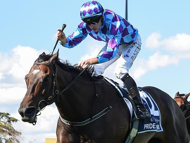 Pride Of Jenni ridden by Declan Bates wins the The Sharp EIT All-Star Mile at Caulfield Racecourse on March 16, 2024 in Caulfield, Australia. (Photo by Reg Ryan/Racing Photos via Getty Images)