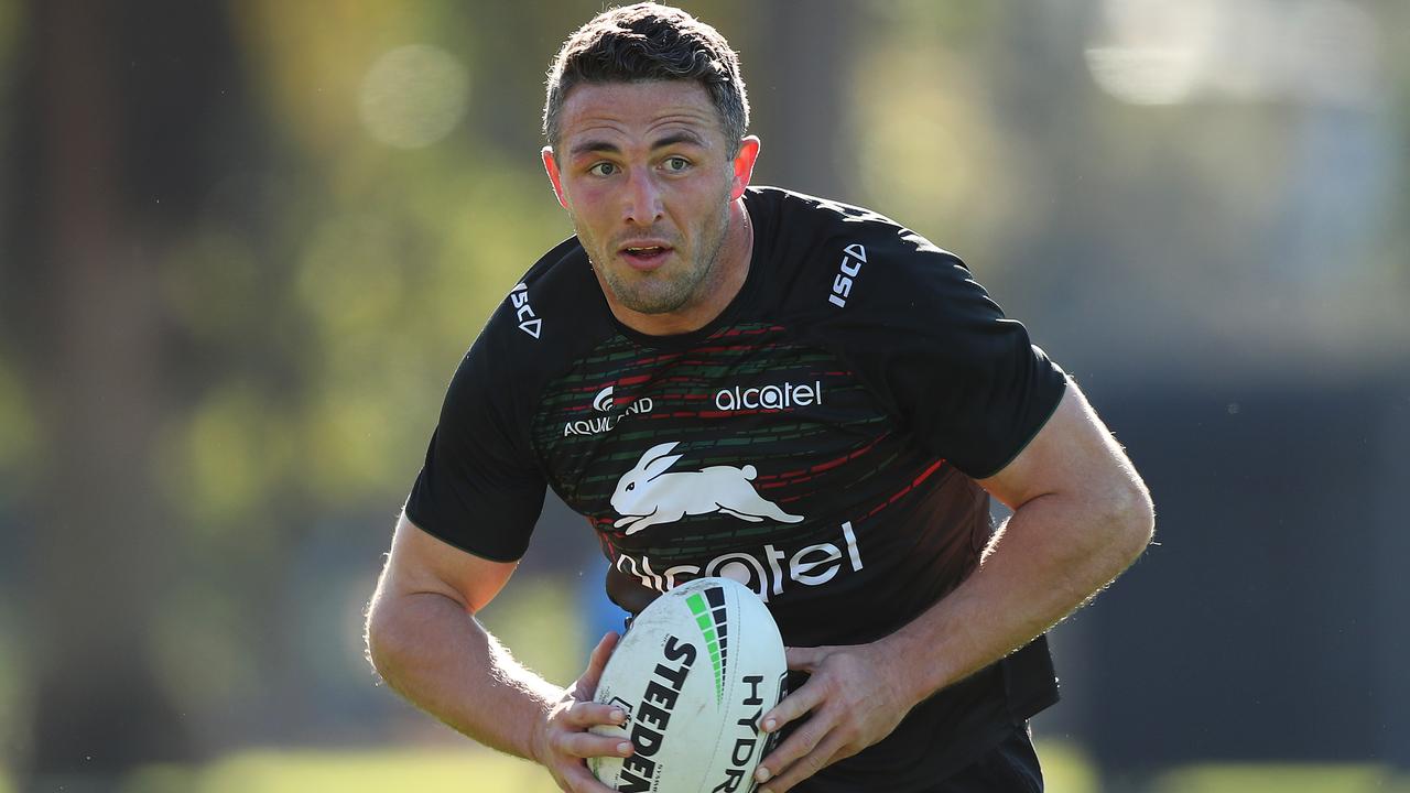 Sam Burgess is pictured training with South Sydney at Redfern Oval. Picture: Brett Costello