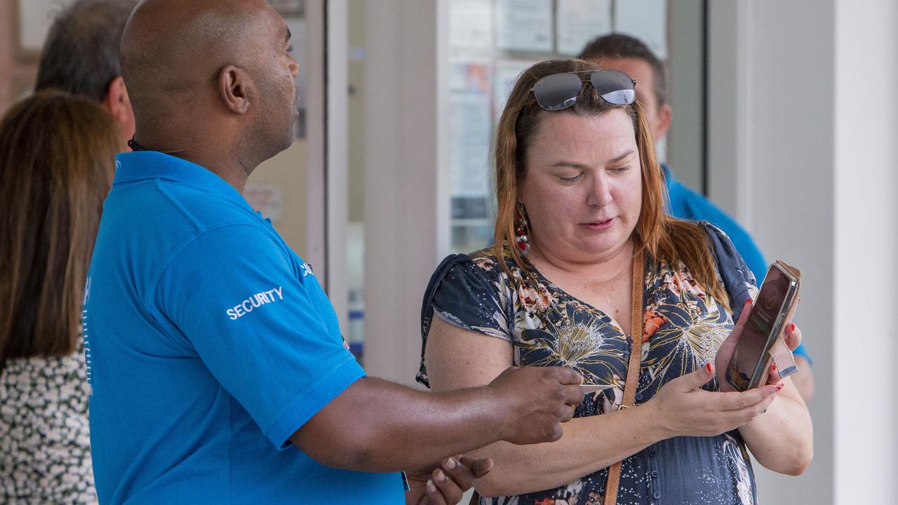 Security at the Burleigh Pavilion checked vaccination status of patrons earlier in the day. Picture: Jerad Williams