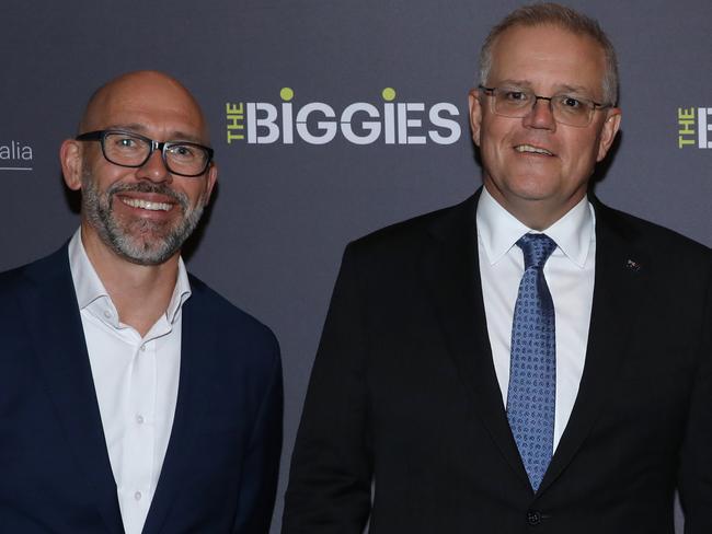 Business Council of Australia (BCA) 2021 Annual Dinner (L-R)Tim Reed, Prime Minister Scott Morrison and Jennifer Westacott. Jane Dempster/The Australian.