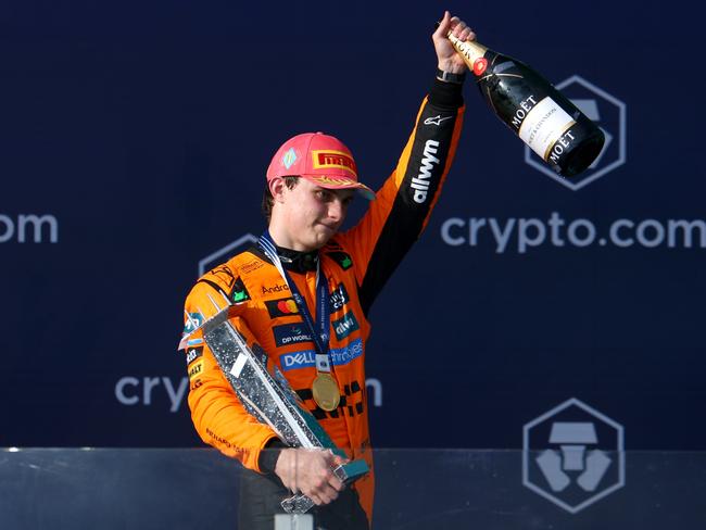 Race winner Oscar Piastri celebrates his Miami GP triumph. Picture: Getty