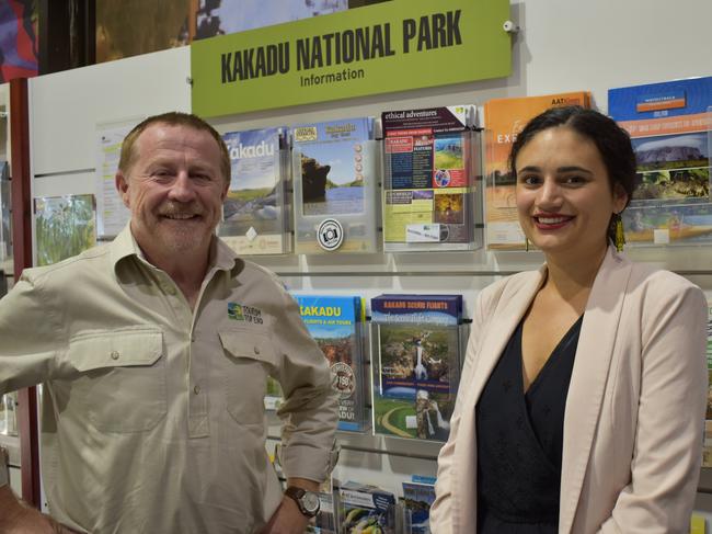 Tourism Top End general manager Glenn Hingley with Tourism Minister Lauren Moss.