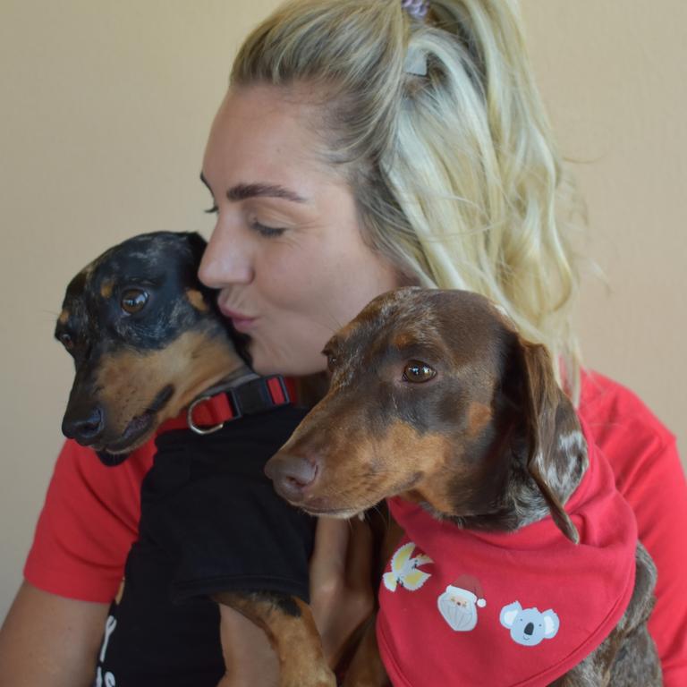 Cute family photo Chane Brits with Pepper and Coco. Photo: Janessa Ekert
