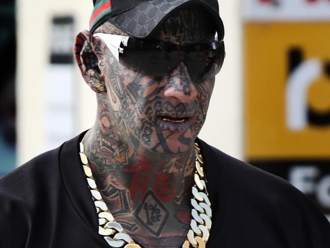 PERTH, AUSTRALIA - NewsWire Photos MARCH 30th  2021: Hells Angels bikie member Dayne Brajkovich approaching the Perth Magistrates Court for his hearing. Picture: NCA NewsWire /Philip Gostelow.