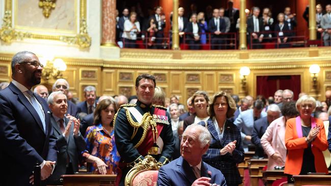 Britain's King Charles prepares to address Senators and members of the National Assembly at the French Senate in Paris. pICTURE: afp