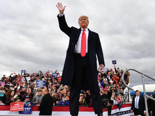 US President Donald Trump arrives for a "Make America Great Again" rally in Montana. Picture: AFP