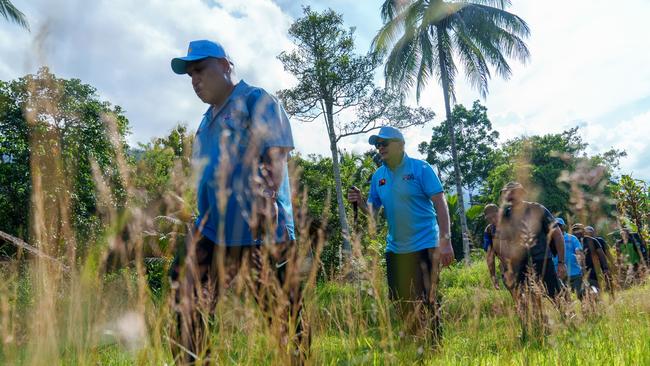 Papua New Guinea Prime Minister James Marape, left, and Anthony Albanese at Kokoda Village in PNG. Picture: PMO