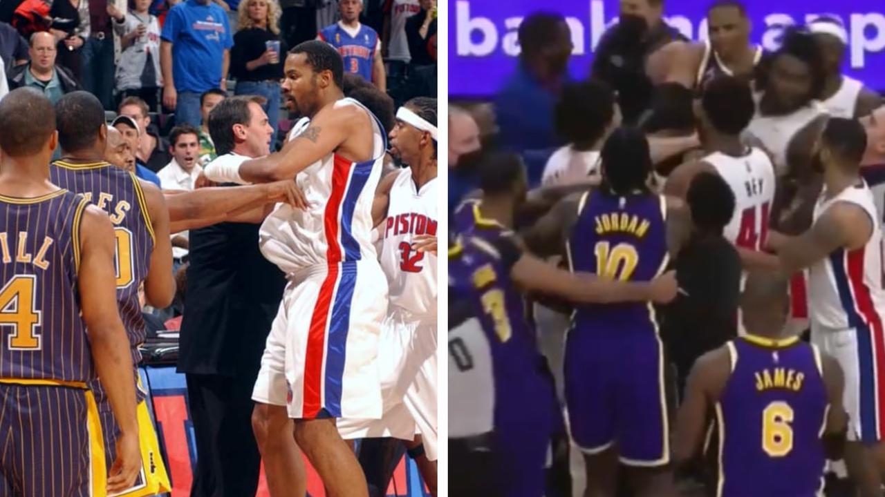 The Pistons and Lakers' brawl brought unwanted flashbacks to the infamous Malice at the Palace brawl.