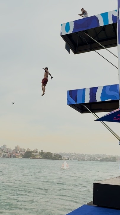 Taking part in Red Bull's Cliff Diving competition