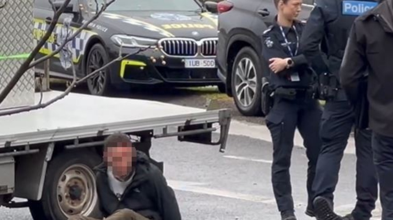 A man is arrested in Hoppers Crossing after an alleged car theft in Hamlyn Heights, Geelong. Photo: Geelong TV.