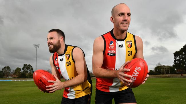 Max (left) captained North to the 2018 SANFL premiership and George played 115 games for the Roosters. Picture: Keryn Stevens