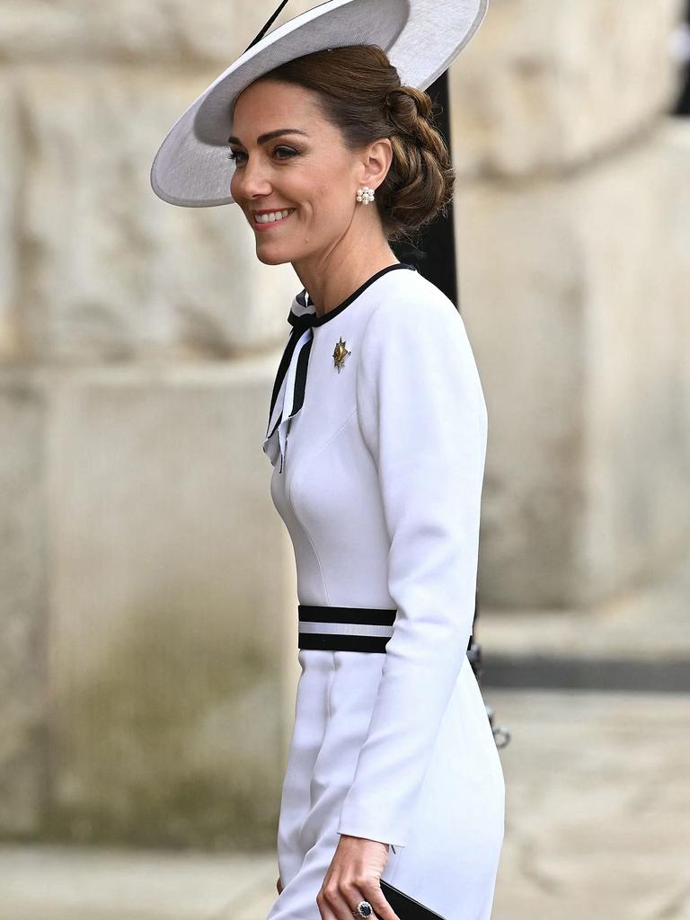 Catherine, Princess of Wales, arrives to Horse Guards Parade for the King's Birthday Parade 