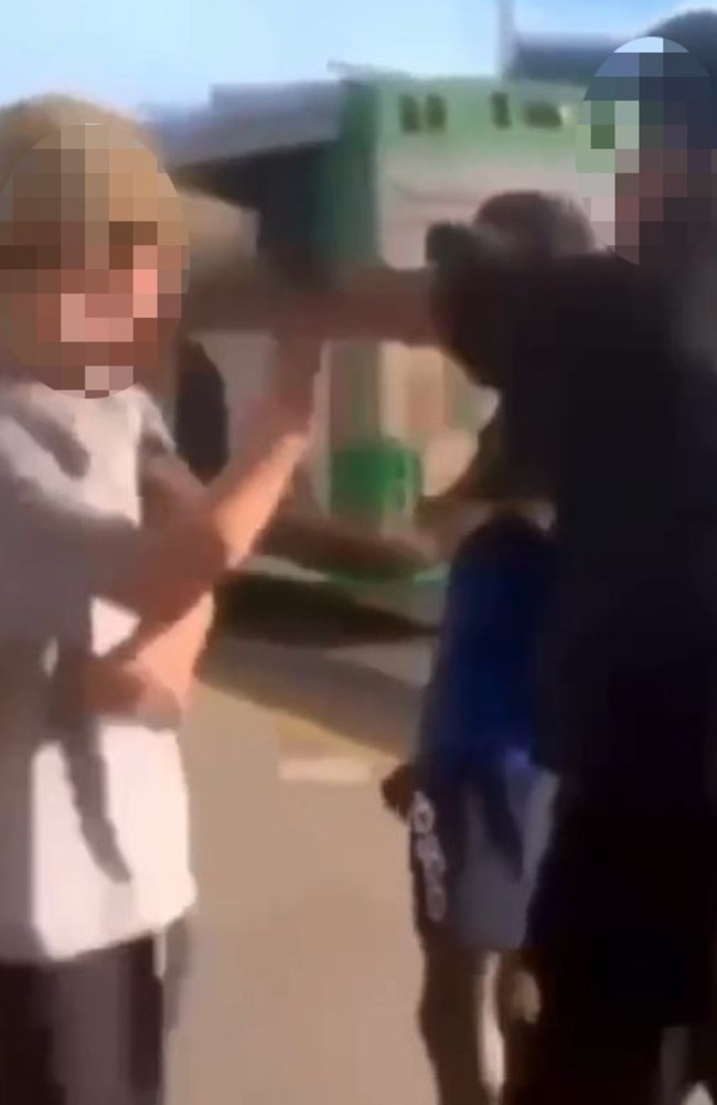 An alleged assault taking place at the Sunshine Plaza bus stop. Picture: Instagram