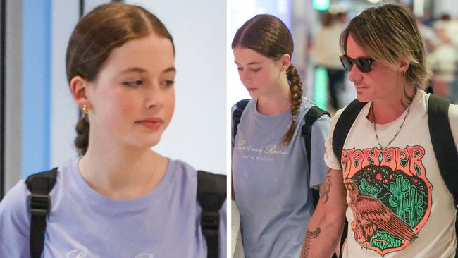 Keith Urban and his teenage daughter, Faith Kidman-Urban, 13 - who is looking more like her famous mother Nicole Kidman - were spotted at Sydney airport.