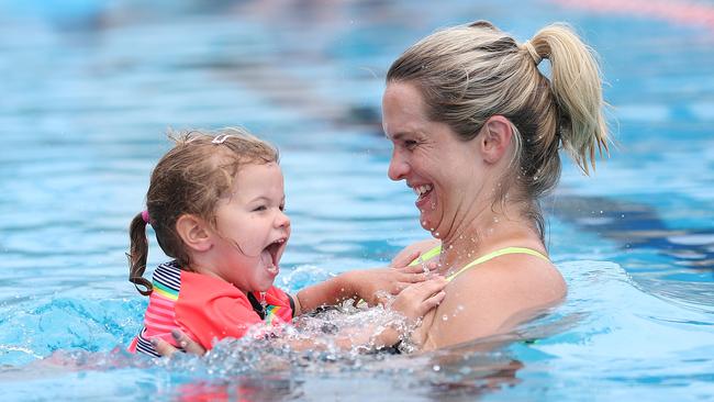 Libby Trickett with daughter Poppy . Pic Peter Wallis