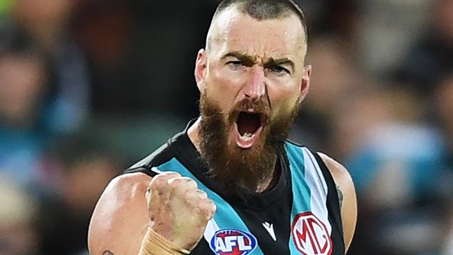 Dixon has since had a stellar return to form, holding down Port Adelaide’s forward line in last weekend’s loss to Geelong. Picture: Mark Brake