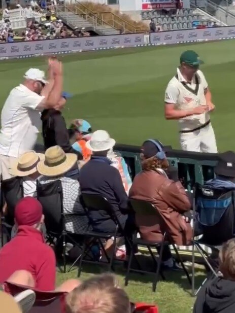 Hazlewood signed the sandpaper. Photo: Twitter