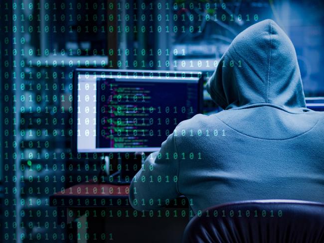 Hackers using laptop computers to penetrate security systems to steal big data from the server room; scammers generic fraud cyber