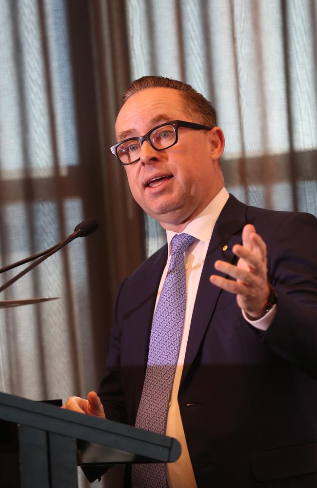 Alan Joyce announced the new changes to the Frequent Flyer program in Sydney on Thursday. Picture: Annette Dew