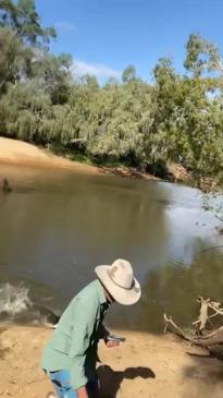 Aussie family comes face-to-face with a croc