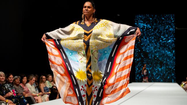 2024 Country to Couture at the Darwin Convention Centre showcases hand-designed First Nations fashion. Picture: Pema Tamang Pakhrin