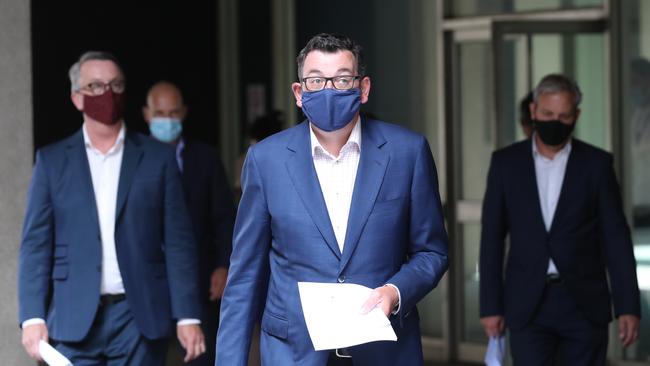 Victorian Premier, Daniel Andrews arrives to announce Victoria’s snap lockdown. Picture: NCA NewsWire/ David Crosling