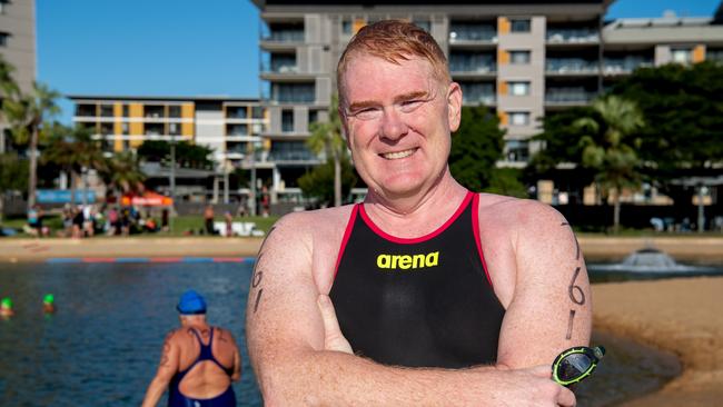 Adrian Tonkin at the 2024 Masters Swimming Australia National Championships open swim event in Darwin. Picture: Pema Tamang Pakhrin