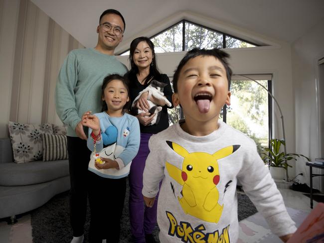 Sunday 5th May 2024.  The Australian.Shan Lu and her husband Pen Wei with their two children Abigail 6, and Harvey 4 love living in Point Cook for the diversity.Photograph by Arsineh Houspian.