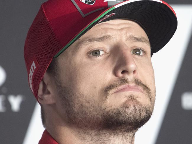 SCARPERIA, ITALY - MAY 27: Jack Miller of Australia and Ducati Lenovo Team looks on during the press conference pre-event during the MotoGP Of Italy - Previews at Mugello Circuit on May 27, 2021 in Scarperia, Italy. (Photo by Mirco Lazzari gp/Getty Images)