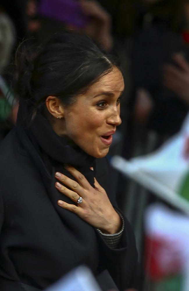 Meghan Markle is still getting used to the large crowds that show up to meet her. Picture: GEOFF CADDICK