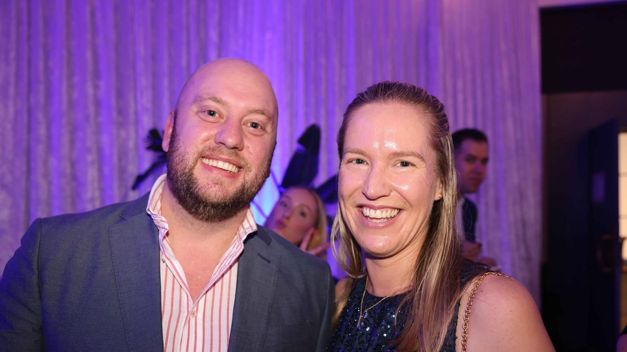 Michael Jolley and Sally Teiniker at the 2024 Gold Coast Marathon welcome function at Crowne Plaza Surfers Paradise for Gold Coast at Large. Picture, Portia Large.