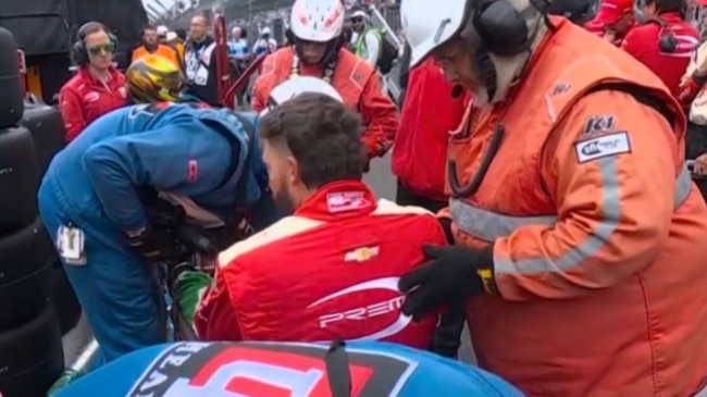 The crew member was stretchered off the track. Photo: X