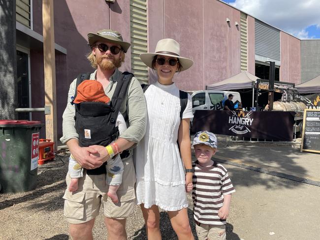 Levis Mason, Samantha Mason, Jude Mason and baby Jack at the 2024 Meatstock Festival at Bendigo Showgrounds. Photo: Himangi Singh