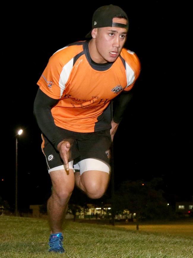 Pictured at his Southport Club house Southport Tigers Rugby League rising star Troy Leo, who has already scored 24 tries this season in A-grade. Picture Mike Batterham