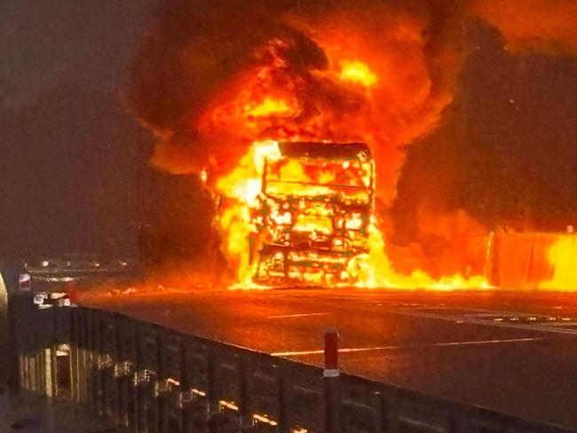 A truck has burst into flames after a crash on the Bruce Highway at Aldershot near Maryborough.