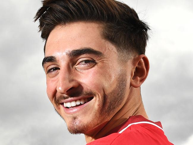 ADELAIDE UNITED PRIDE GAME. Adelaide United soccer player Josh Cavallo at Coopers Stadium Hindmarsh, on the 21st Feb, 2022. Picture: Tricia Watkinson